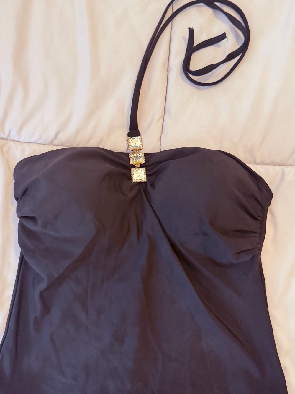 Newport News Black TANKINI with Gold Trim